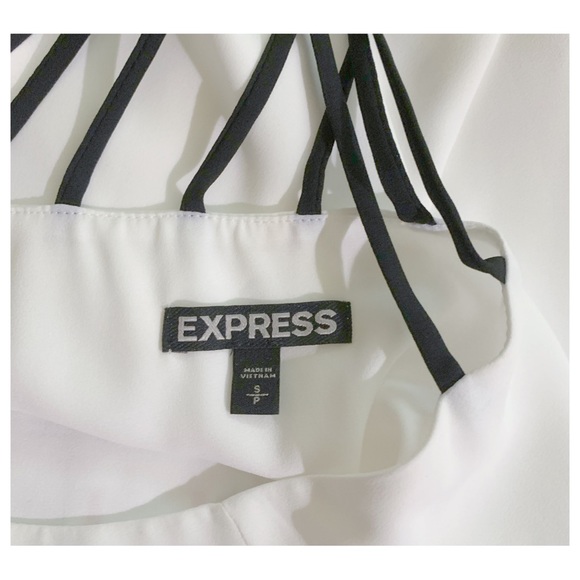 Express Blouse Silk-like off white Ivory with Black Straps Cami Top Size S - Picture 3 of 10